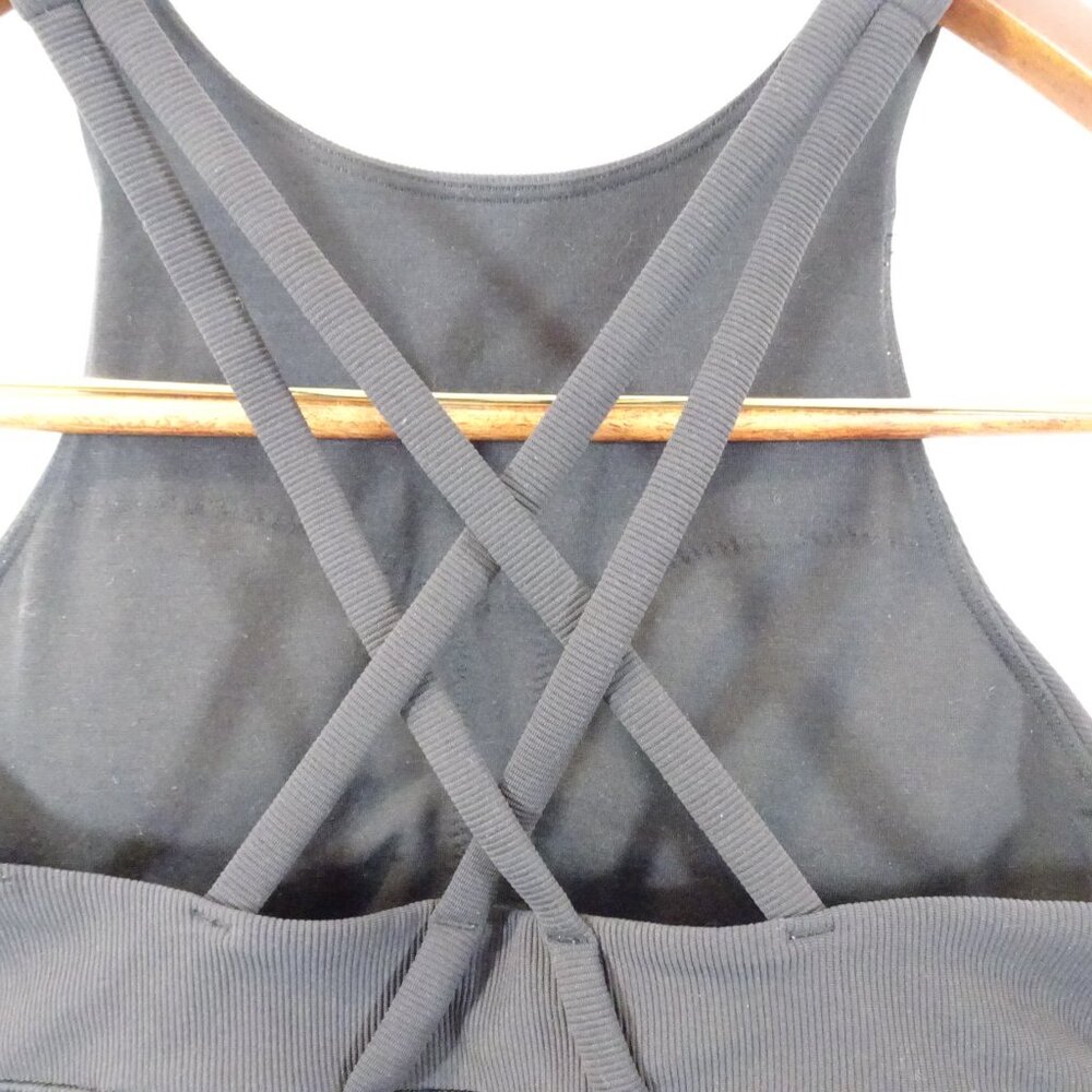 Lululemon Energy High-neck Longline Ribbed Bra Size 4 Black Workout Gear Athleti - Picture 5 of 6